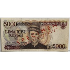 INDONESIA 1986 . FIVE THOUSAND 5,000 RUPIAH BANKNOTE . SPECIMEN